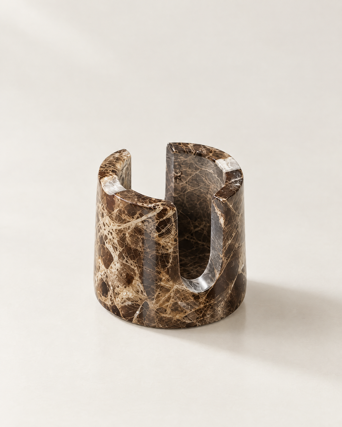 The Carrara Sponge Holder in Caffe Emperador marble