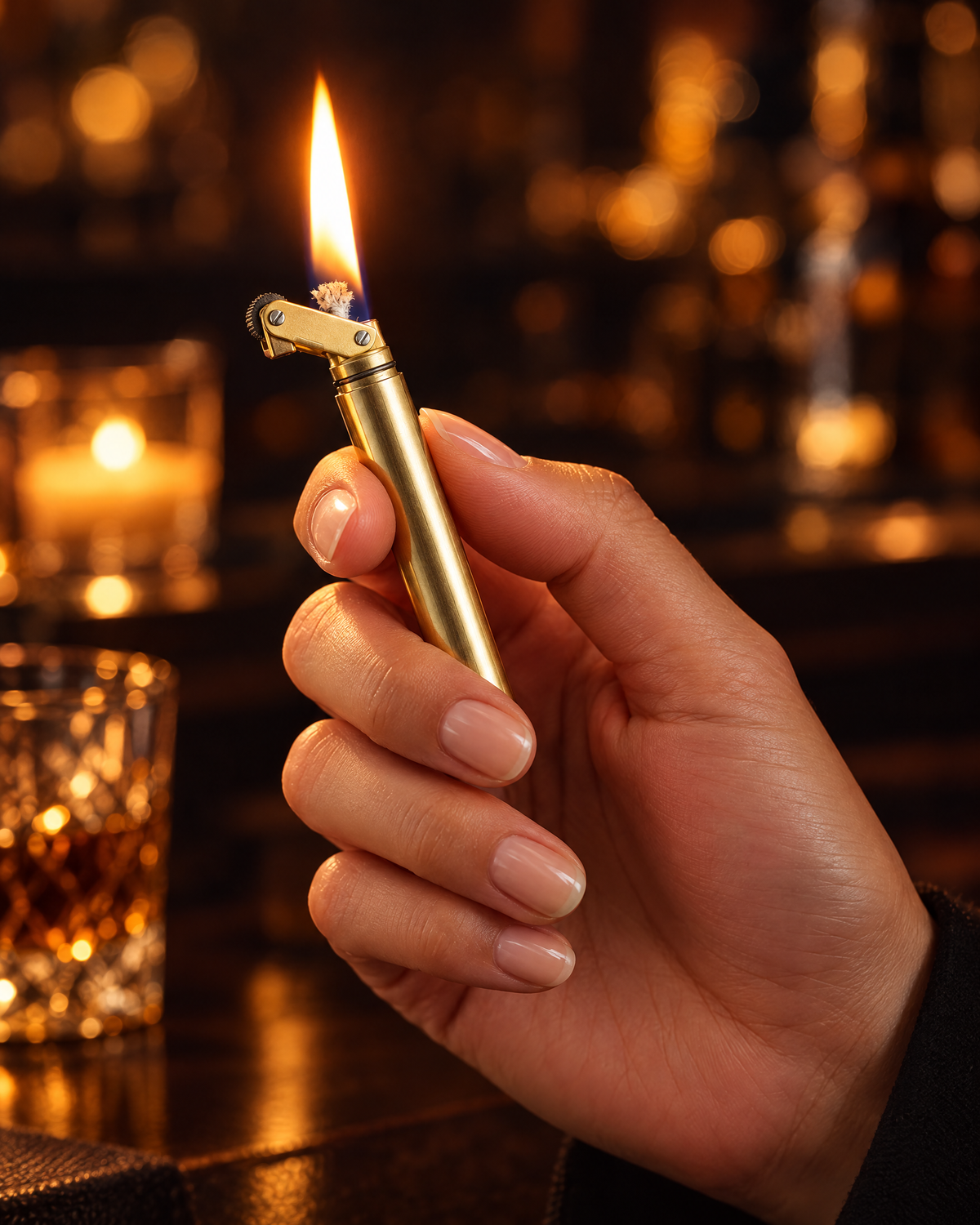 The Piccadilly Lighter lit in hand