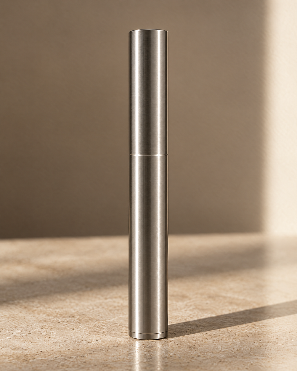 The Piccadilly Lighter in silver stainless steel, standing