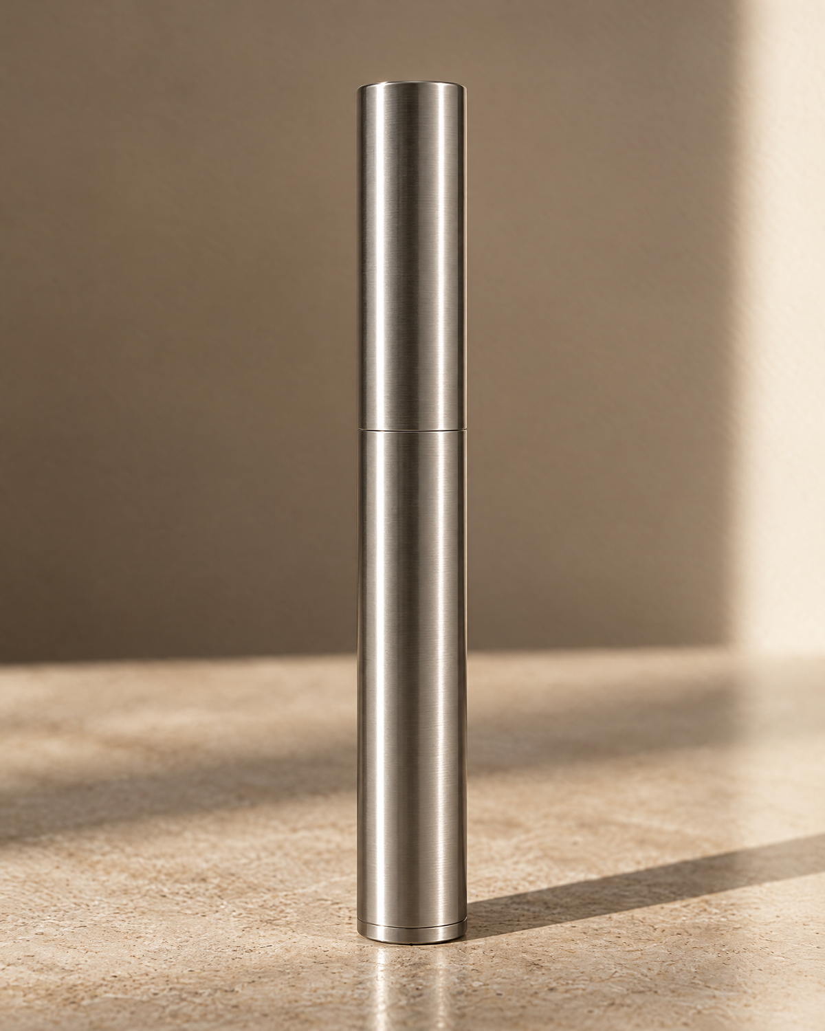 The Piccadilly Lighter in silver stainless steel, standing