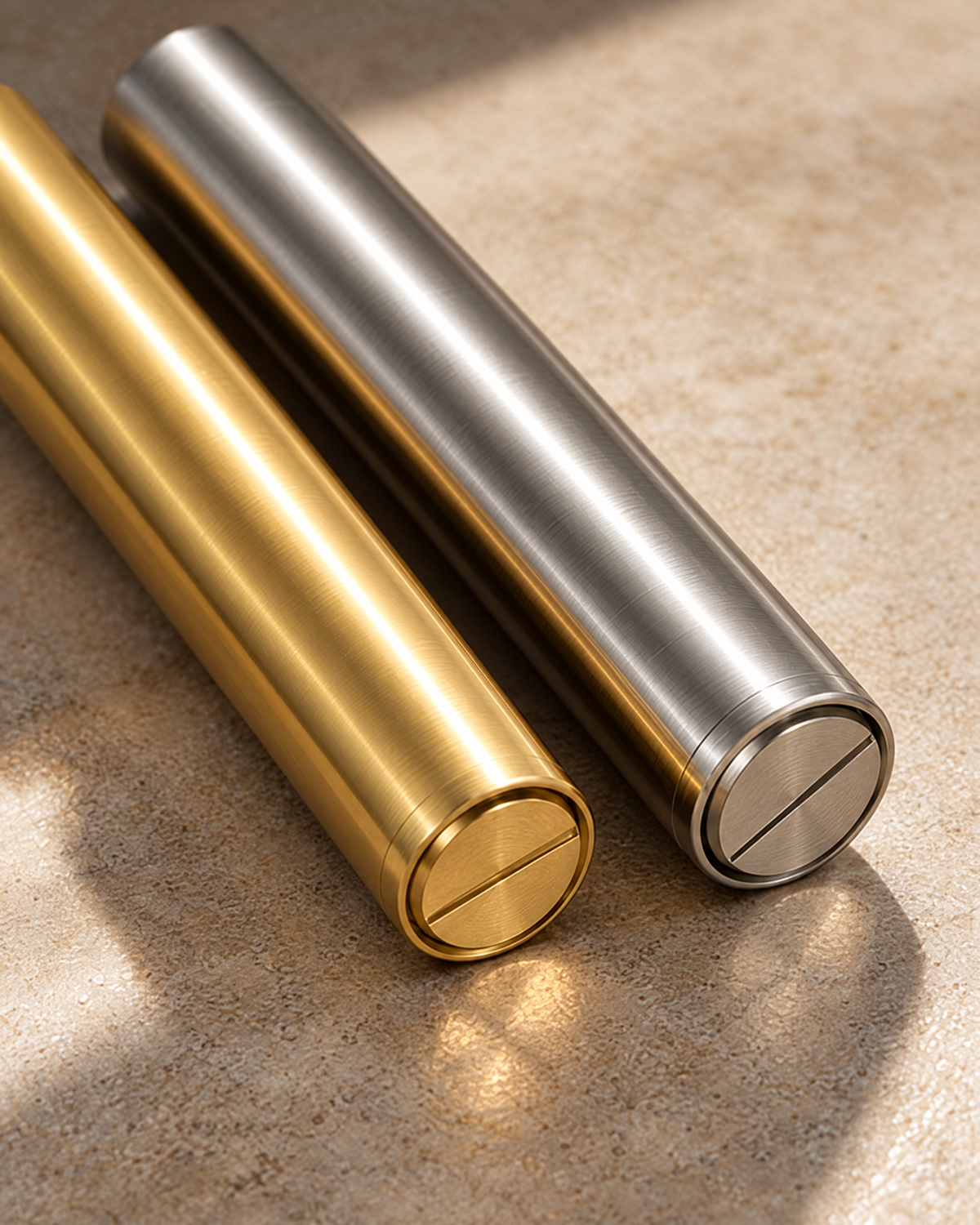 Gold and silver Piccadilly Lighters, end caps