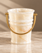 The Savoy Ice Bucket in white onyx with brass handle