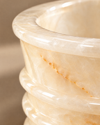 The Savoy Ice Bucket rim and onyx veining close-up