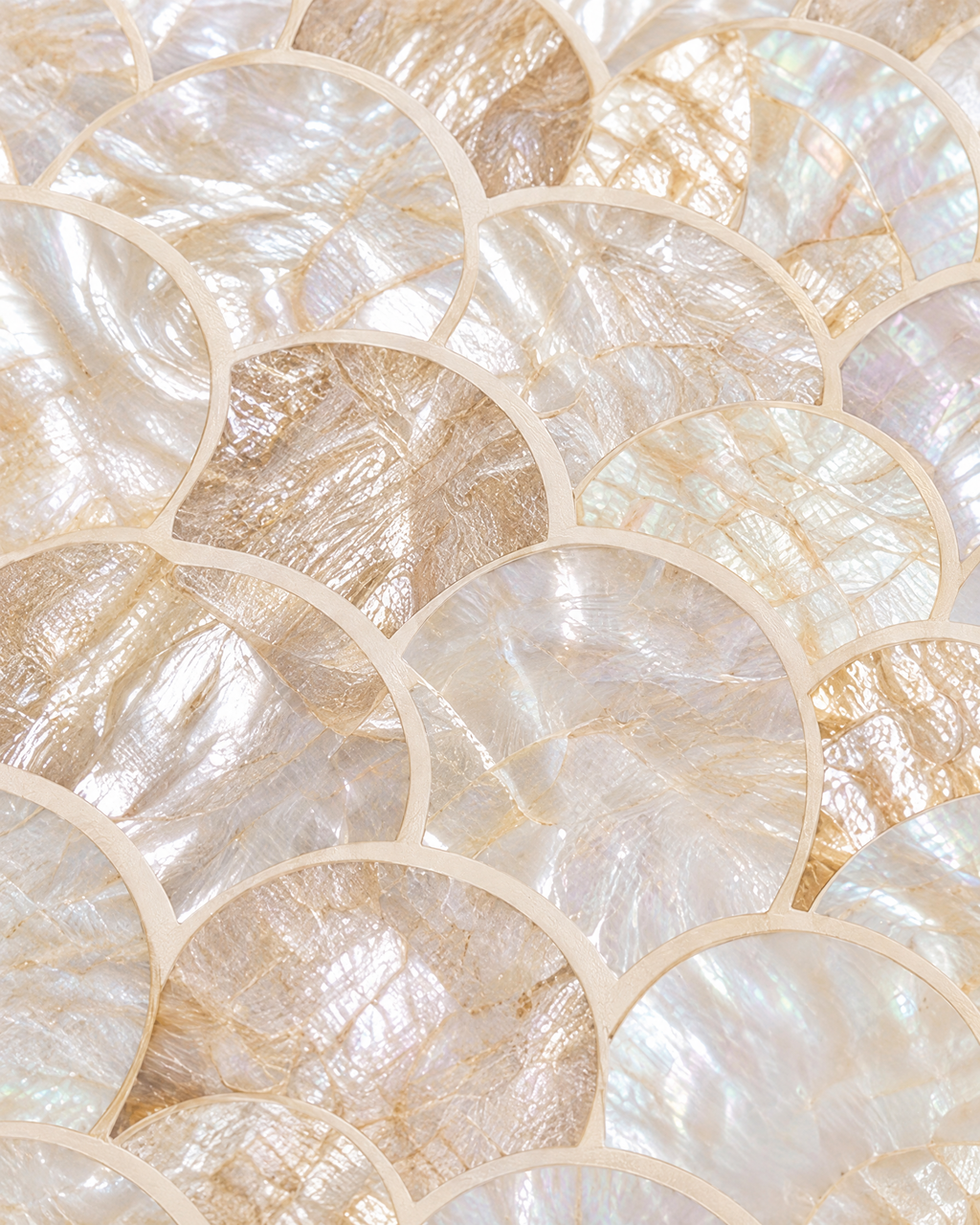 Mother of pearl fan mosaic close-up