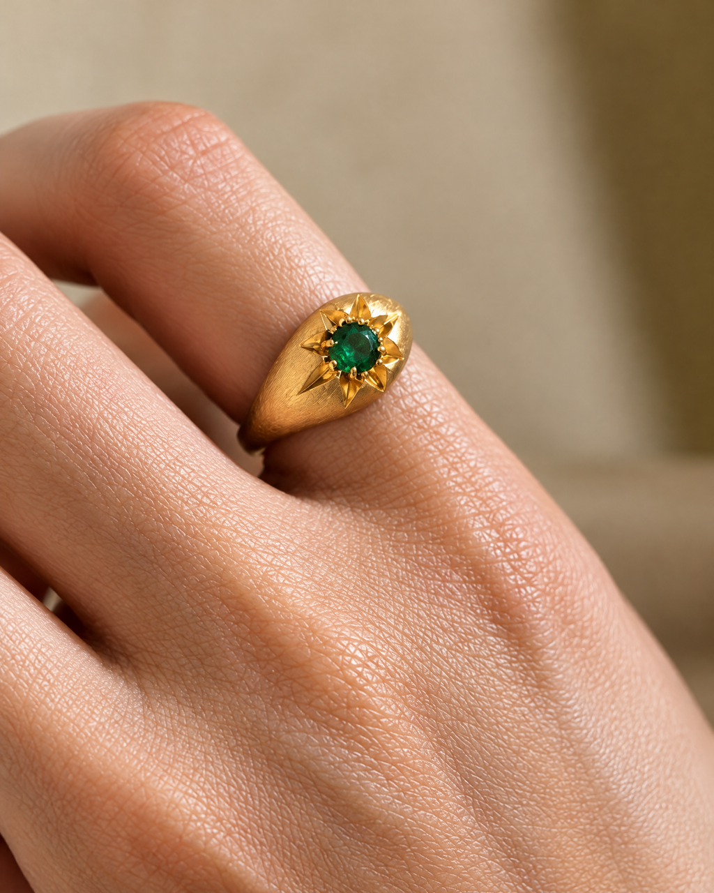 The Sorrento Signet worn on the hand