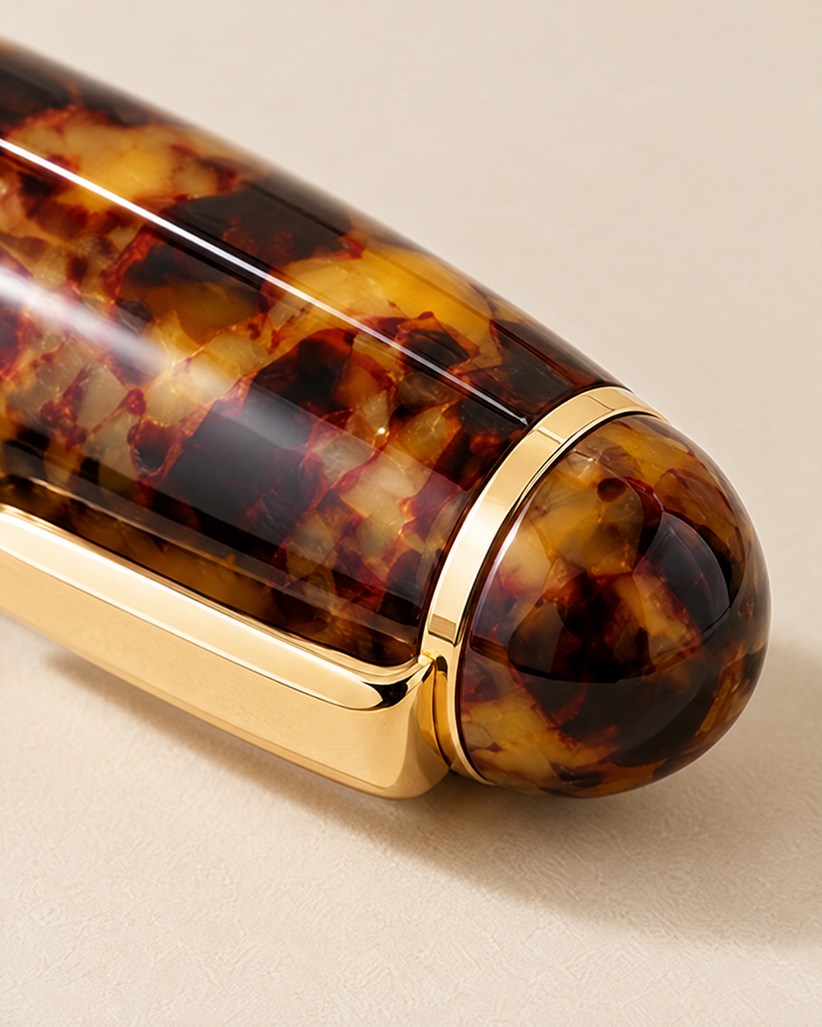 Tortoiseshell cap and gold clip detail
