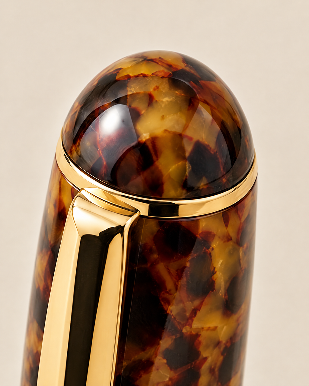 Domed tortoiseshell cap top