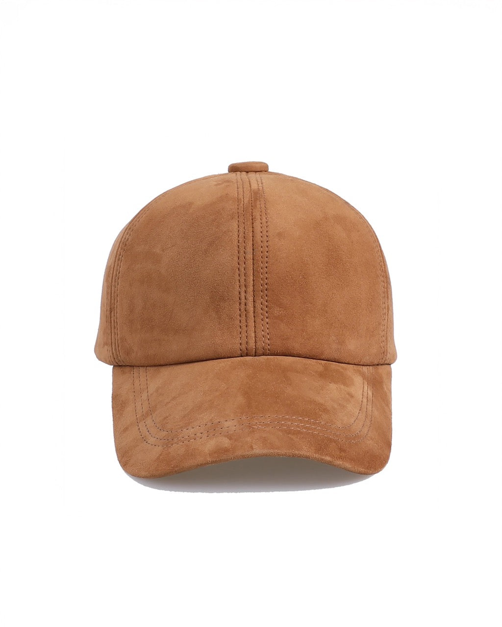 Brown suede baseball cap on a white background